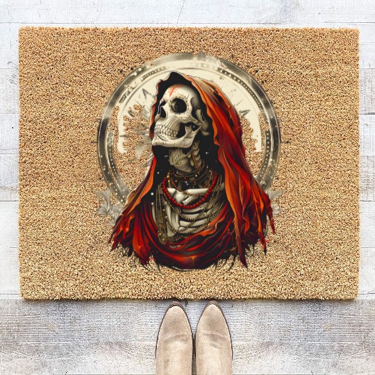 Santa Muerte Saint Death Mexican Sugar Skull Coir Doormats