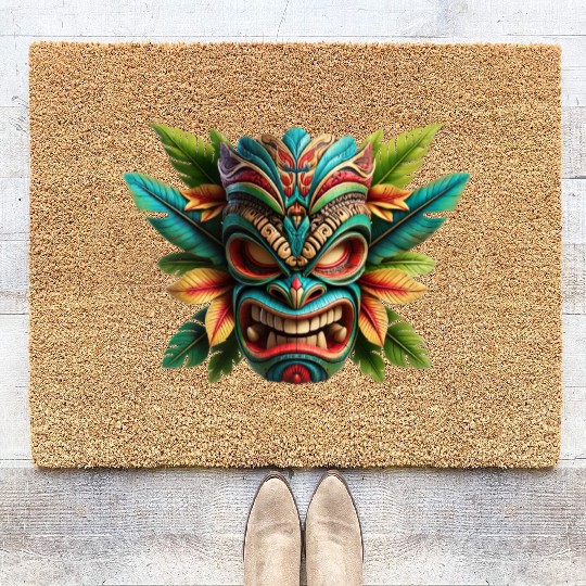 Tropical Tiki Warrior Coir Doormats