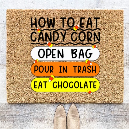 How To Eat Candy Corn Funny Candy Corn Halloween Coir Doormats