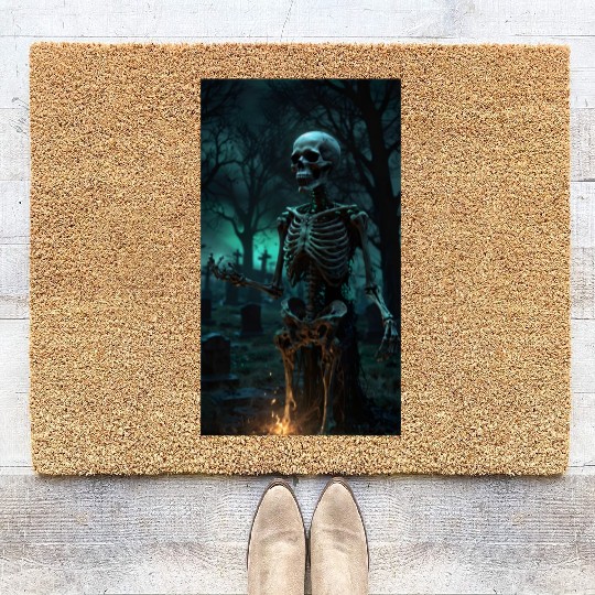 Rising Skeleton in the Graveyard Coir Doormats