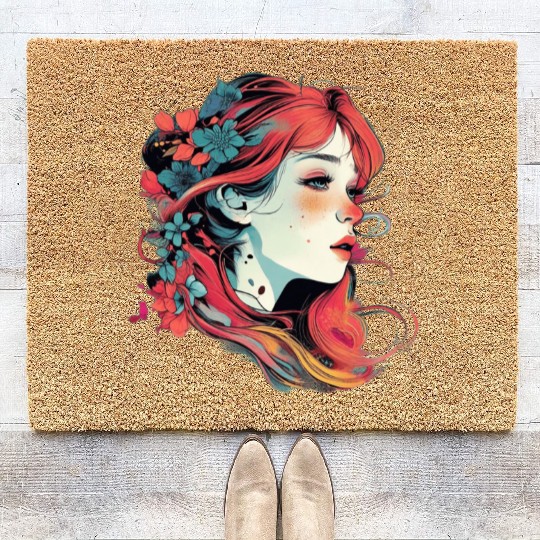 Cute flowers girl for eye catching style Coir Doormats
