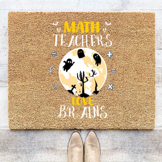 Math Teacher Funny Halloween Math Teachers Coir Doormats