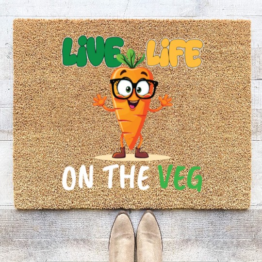 Funny plant based design_ carrot with funny Vegan Coir Doormats