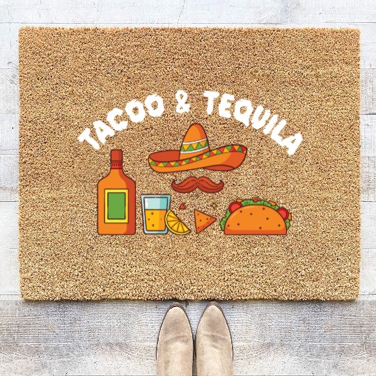 Tacos & Tequila Funny Taco Lover Saying Slogan Coir Doormats