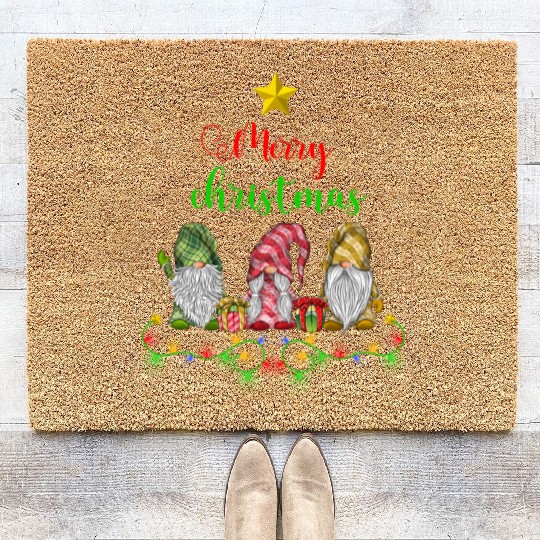 Gnomes Christmas Tree Funny Xmas Holidays Coir Doormats