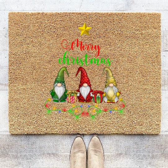Gnomes Christmas Tree Funny Xmas Holidays Coir Doormats