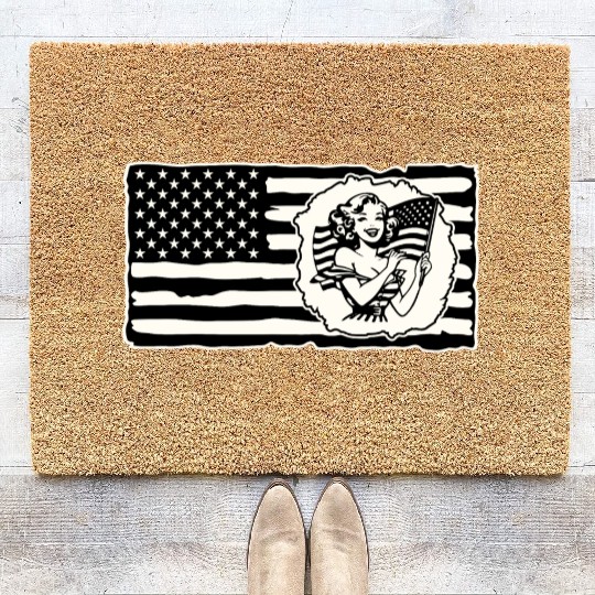 Retro Flag Girl © LIKE US ON FACEBOOK # Coir Doormats
