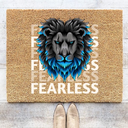 fearless lion design Coir Doormats