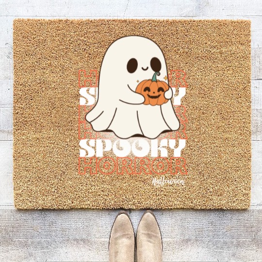 Black And White Modern Halloween Coir Doormats