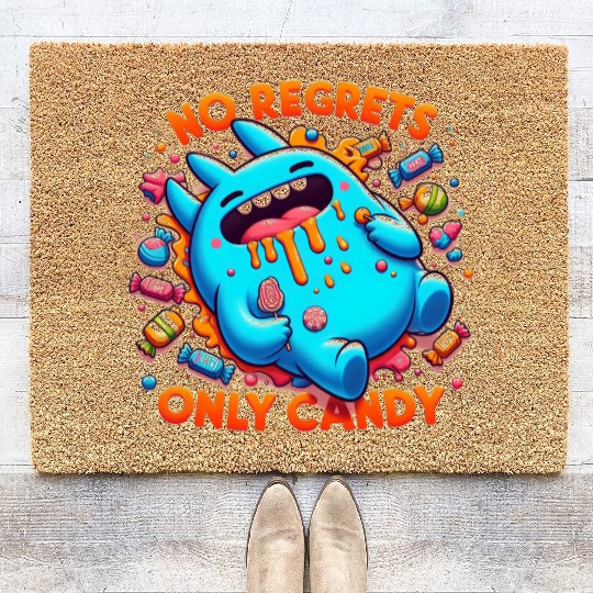 Disneyland Stitch Halloween No Regrets Only Candy Coir Doormats
