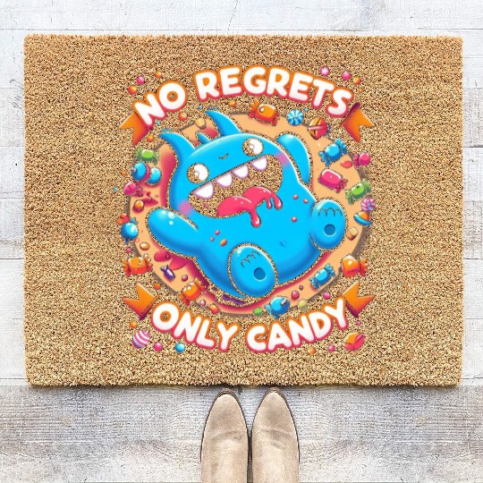 Stitch Halloween Disneyland No Regrets Only Candy Coir Doormats