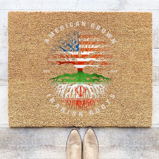 American Grown Iranian Roots Iran Flag Coir Doormats