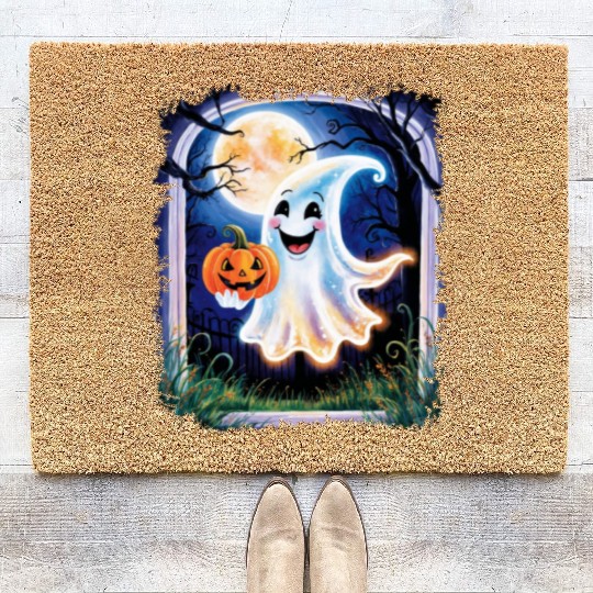 Trick or Treat halloween ghost funny Coir Doormats