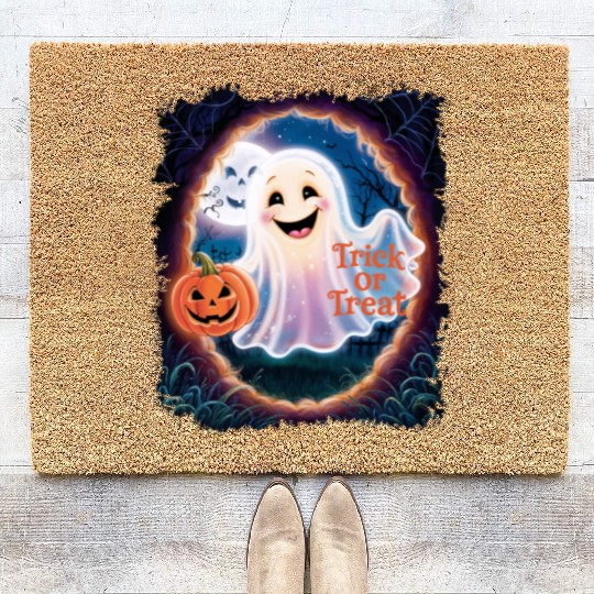 Trick or Treat halloween ghost funny Coir Doormats