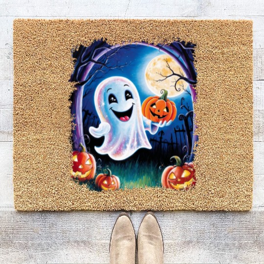 Trick or Treat halloween ghost funny Coir Doormats