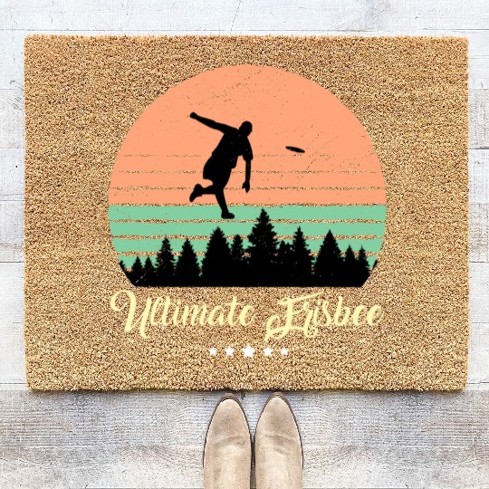 Ultimate Frisbee Vintage Retro Sunset Coir Doormats