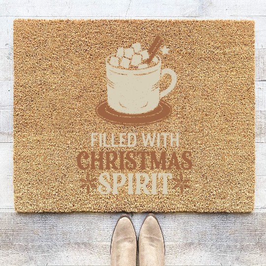 Filled With Christmas Spirit Mug and Marshmallows Coir Doormats