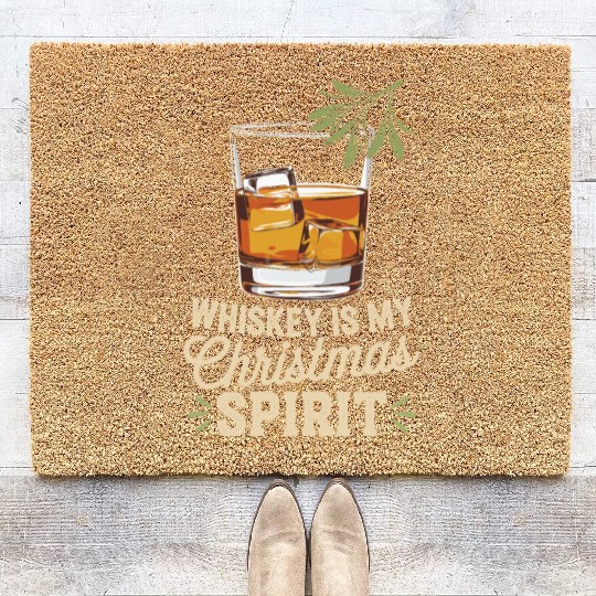 Whiskey Is My Christmas Spirit Cheer Coir Doormats