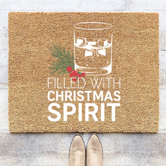 Filled With Christmas Spirit Festive Cheer Artwork Coir Doormats