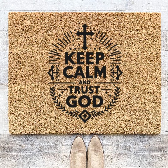 Keep Calm and Trust God Coir Doormats