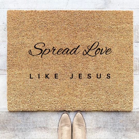 Spread Love Like Jesus Black Text Christian Design Coir Doormats