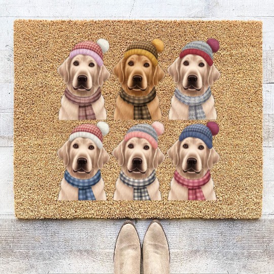 Winter Golden Retriever Coir Doormats