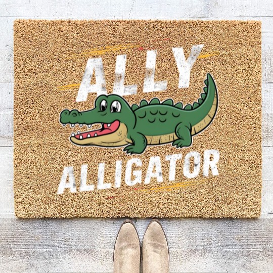 Funny Reptile Pride Month LGBT Ally Cute Alligator Coir Doormats