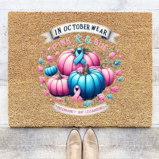 In October Wear Pink & Blue Pregnancy Infant Coir Doormats