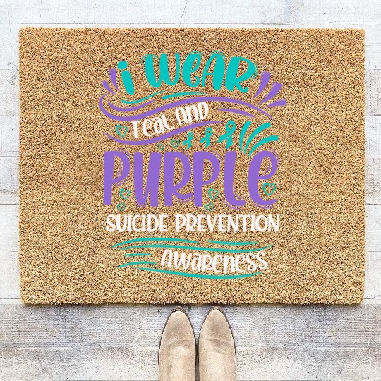 Wellness Collection - I Wear Purple & Teal Coir Doormats