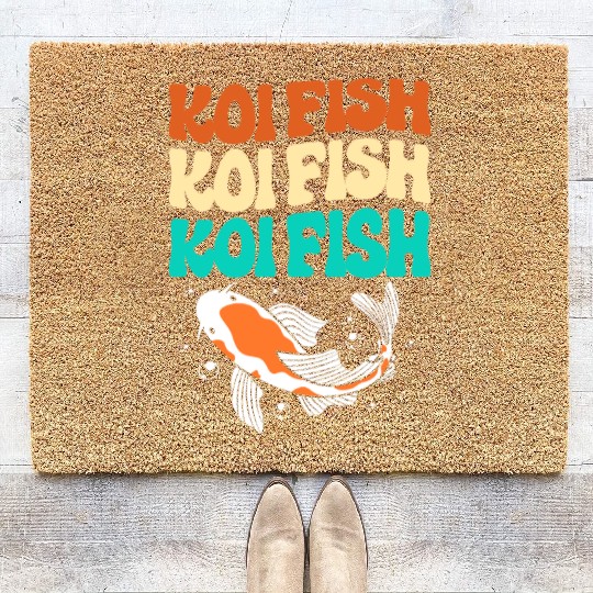 Retro Colorful Koi Fish Japanese Koi Carp Fish Coir Doormats