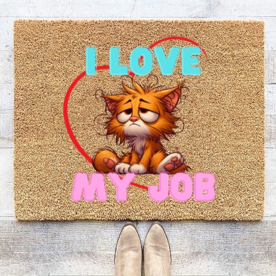 Sad Cat Coir Doormats – I Love My Job Funny Apparel