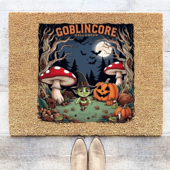 Halloween goblincore enchanted forest goblin Coir Doormats