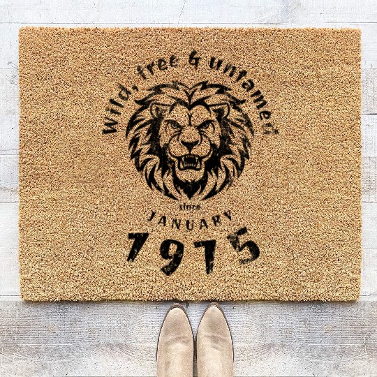50th birthday Wild, free & untamed since 01/1975 Coir Doormats