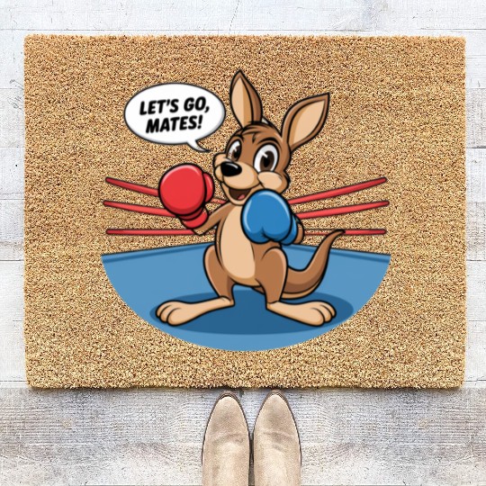 The kangaroo is in a boxing pose Coir Doormats