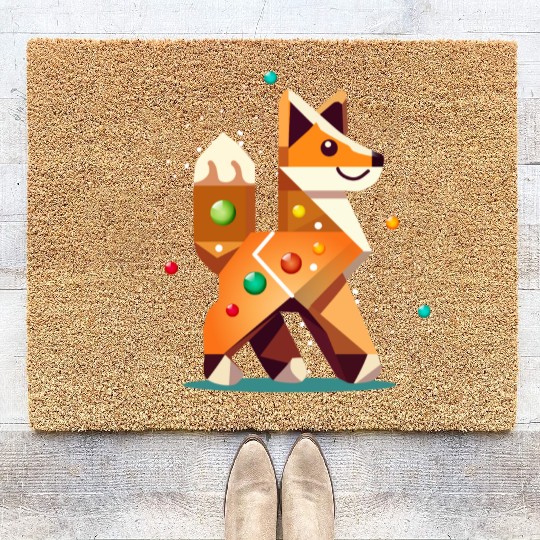 Fox in gingerbread style -creative Christmas motif Coir Doormats
