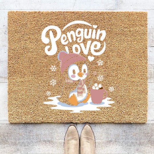 Penguin Love Winter Wonderland Cozy Vibes Coir Doormats