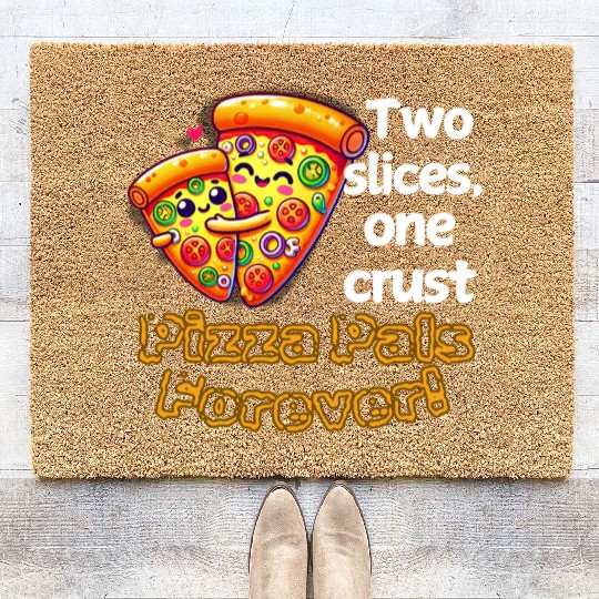 Cheesy Together: Two Slices, One Heart! Coir Doormats