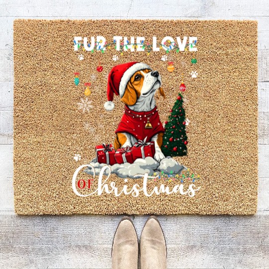 Beagle Christmas Tree Lights Decorations Dog Lover Coir Doormats