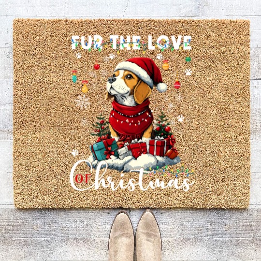 Beagle Christmas Tree Lights Decorations Dog Lover Coir Doormats