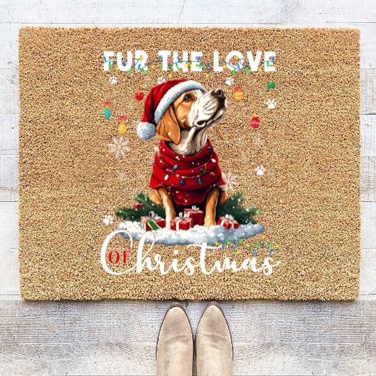 Bloodhound Christmas Tree Decorations Dog Lover Coir Doormats