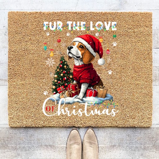 Beagle Christmas Tree Lights Decorations Dog Lover Coir Doormats