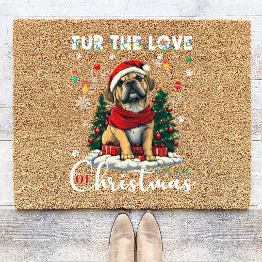 Boxer Christmas Tree Lights Decorations Dog Lover Coir Doormats