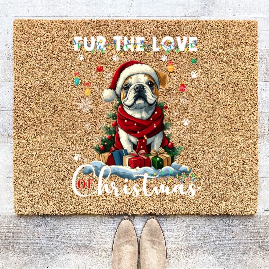 French Bulldog Christmas Tree Decoration Dog Lover Coir Doormats
