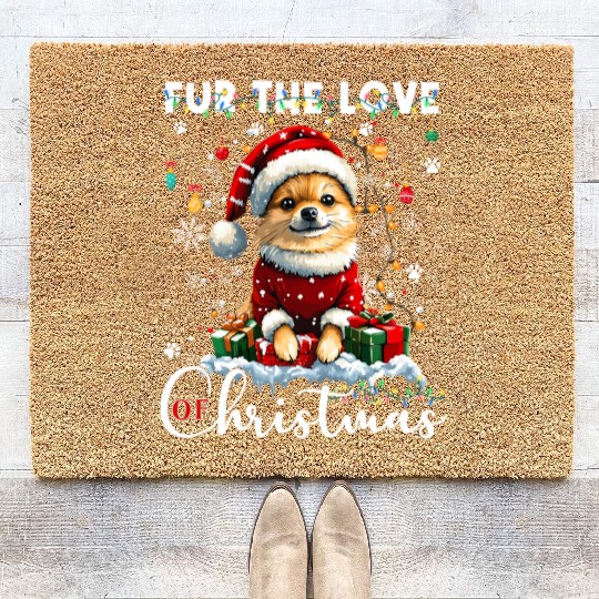 Pomeranian Christmas Tree Decorations Dog Lover Coir Doormats