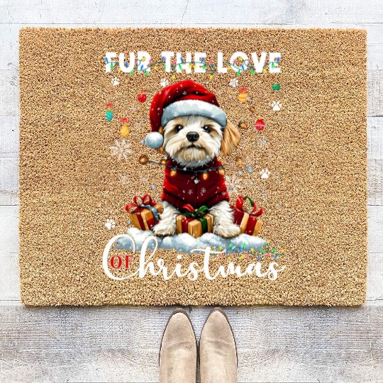 Havanese Christmas Tree Lights Decorations Dog Coir Doormats