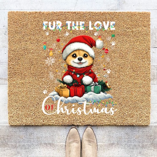 Pomeranian Christmas Tree Decorations Dog Lover Coir Doormats