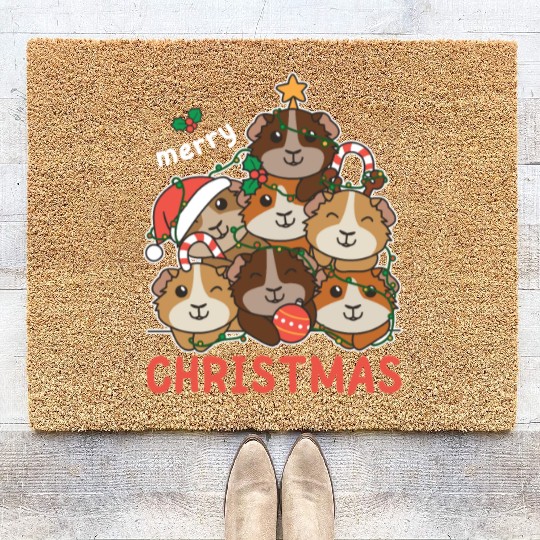 Guinea Pig Christmas Tree Merry Christmas Coir Doormats