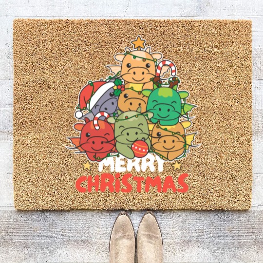 Dragon Christmas Tree Merry Christmas Coir Doormats