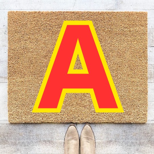 Yellow A On Red For Alvin Costume Halloween Fancy Coir Doormats