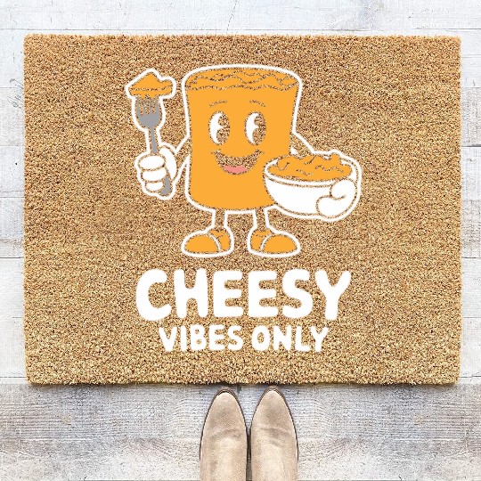 Cheesy Vibes Only Cartoon Delight Coir Doormats
